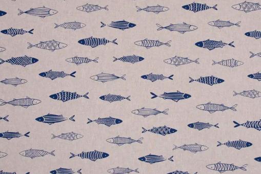 Dekostoff im Leinen-Look - Fische 