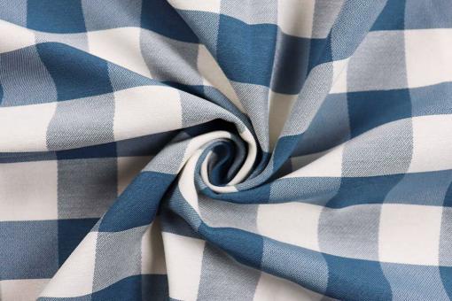 Jacquard-Dekostoff - Kariert - Blau 