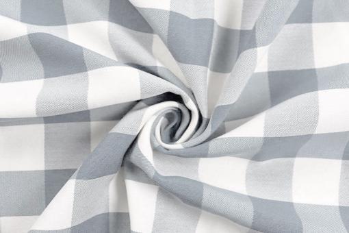 Jacquard-Dekostoff - Kariert - Hellgrau 