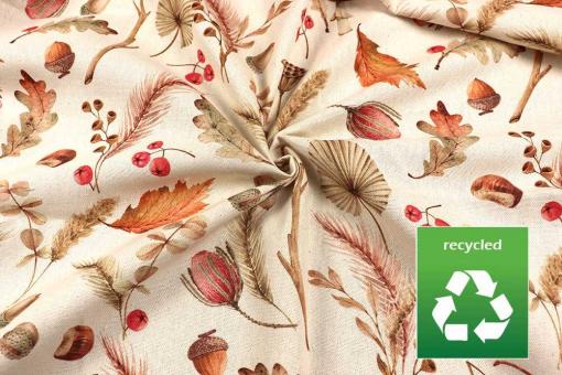 Recycelter Dekostoff mit herbstlichem Motiv 