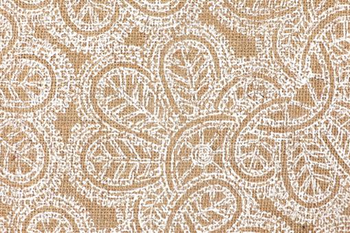 Beflockte Jute mit Spitzenmuster 