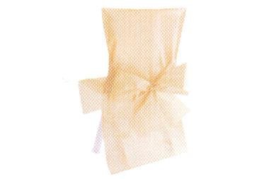 Stuhlhusse Satin mit Schleife Champagner