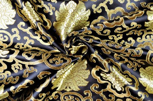 China-Kunstseide - Ornament - Schwarz 