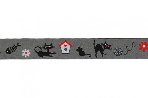 Borte Jacquard - 2 cm breit - Kitty the Cat - Meterware 