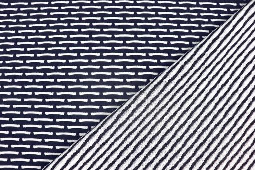 Struktuierter Jersey mit gemischten Streifen - Navy/Weiß 