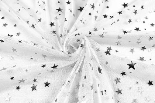 Mesh mit Sternchen - Weiß/Silber 