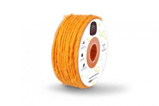 Wollkordel gefilzt 5 mm stark - Jutekern - 35 m-Rolle Orange