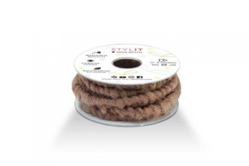 Wollkordel auf Spule - 10 mm - 7 Meter Rolle Braun Melange