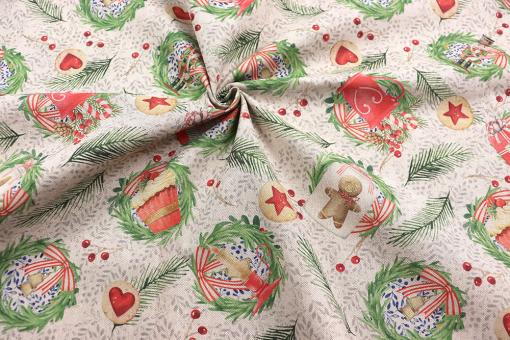 Weihnachtsstoff Leinenoptik - Lovely Christmas - 280 cm 