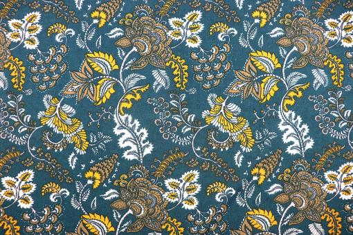 Viskosestoff - Tropic Leaves - Petrol 