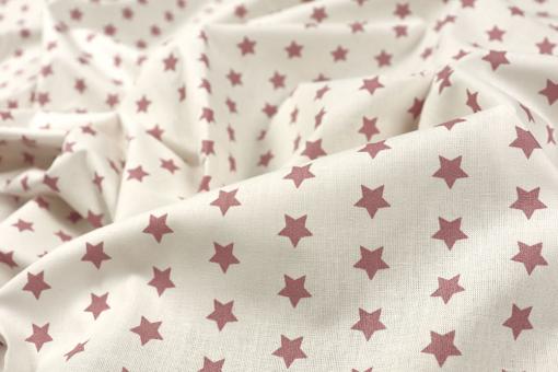 Bettwäsche-Stoff - Sterne - 295 cm - Weiß/Dusty Pink 