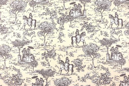 Baumwollstoff mit Toile de Jouy Reitern 