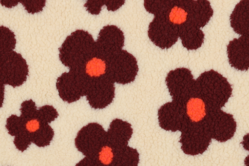 Fleece Sherpa mit roten Blumen 