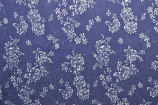 Chambray Denim-Stoff mit Rosen 