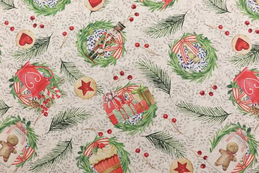 Weihnachtsstoff Leinenoptik - Lovely Christmas - 280 cm 