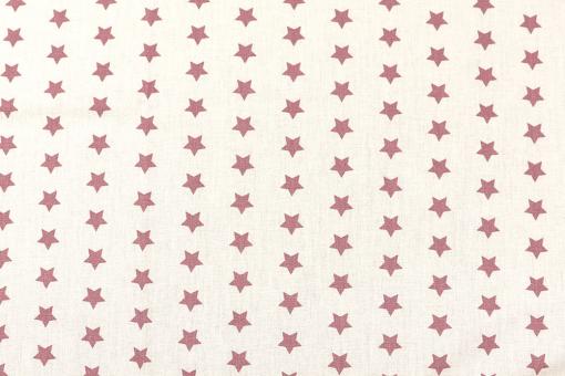 Bettwäsche-Stoff - Sterne - 295 cm - Weiß/Dusty Pink 