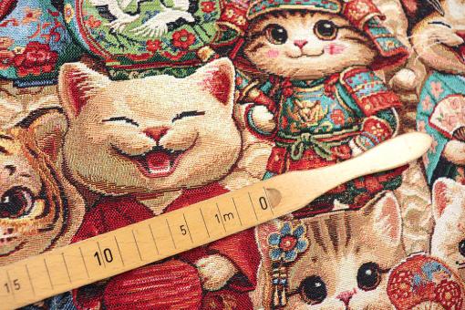 Gobelin-Stoff mit Asia-Katzen 