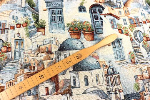 Dekostoff Gobelin mit griechischer Stadt 