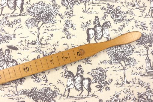 Baumwollstoff mit Toile de Jouy Reitern 