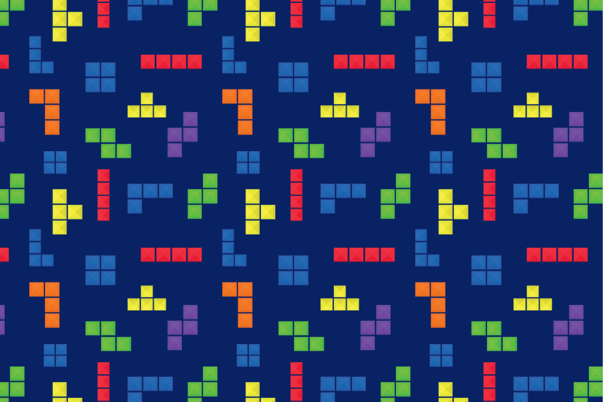 Retro Video Game - Allround-Stoff Dunkelblau