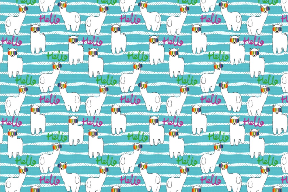 Polarfleece-Stoff - Regenbogen-Lama 