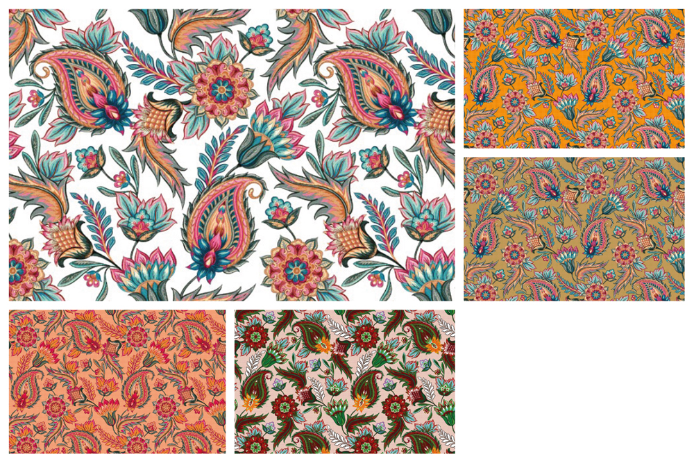 Blackout-Stoff perm. schwer entflammbar - Orientalisches Paisley 