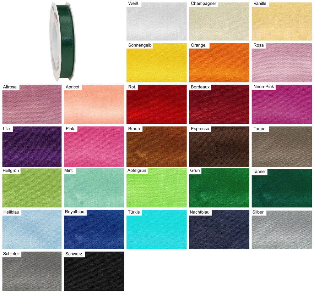 Satinband - 15 mm breit - 25-m-Rolle 