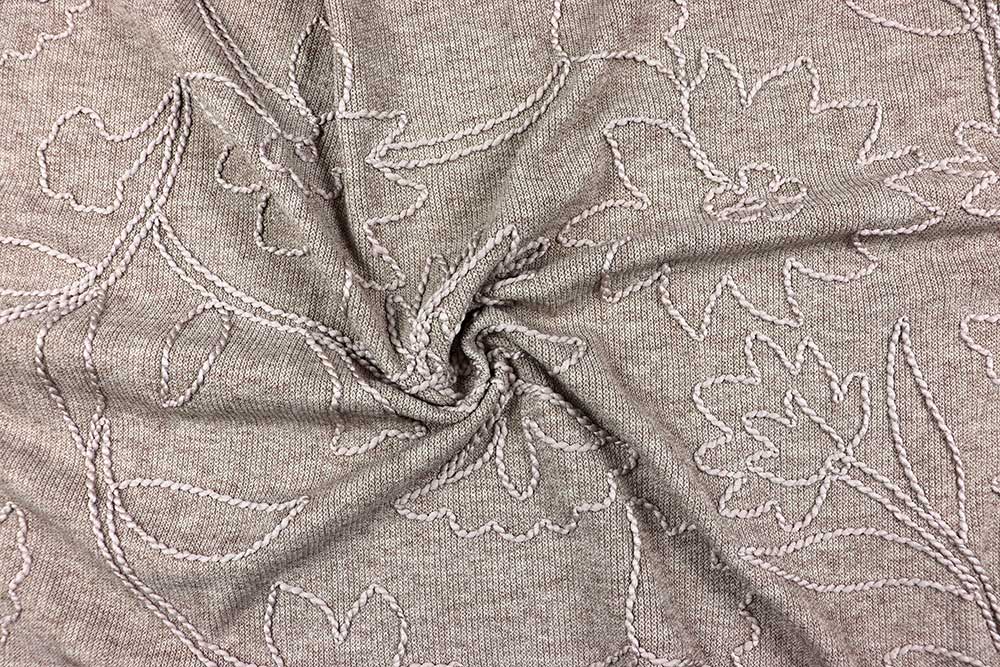 Strick-Stoff mit Blumenstick - Sand 