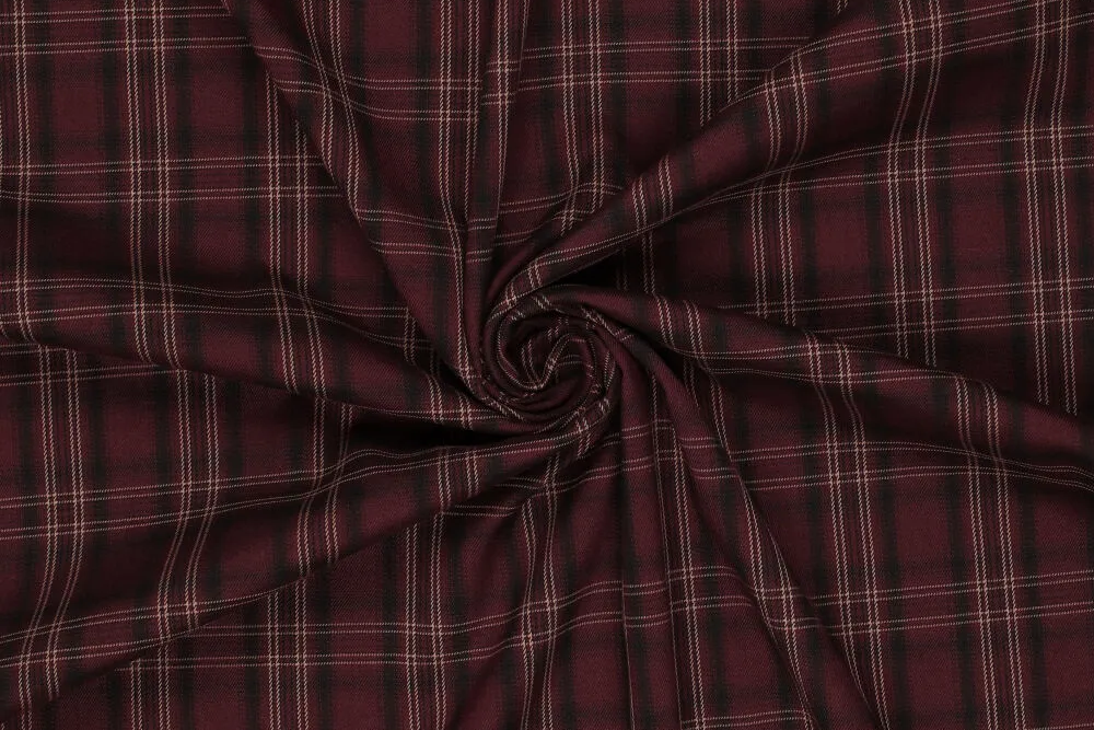 Tartan-Stoff mit klassischem Karo - Bordeaux 