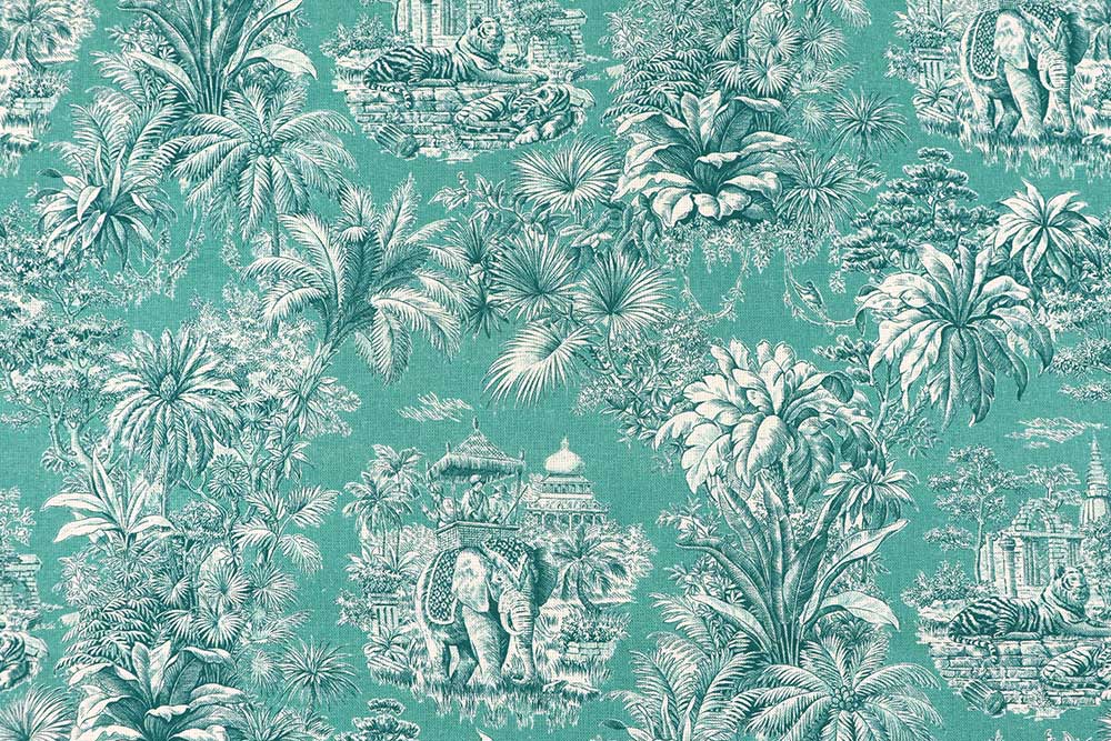 Baumwollstoff mit buntem Toile de Jouy - Mint 